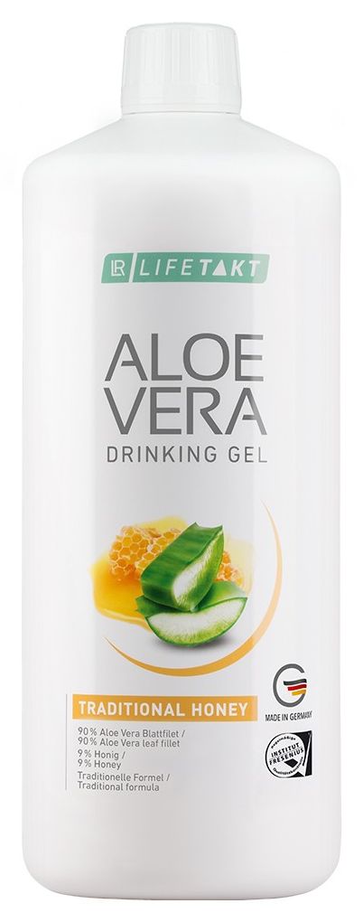 Eine Flasche Aloe Vera Drinking Gel Traditional Honey