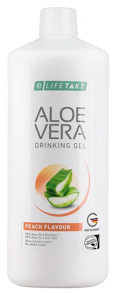 Eine Flasche Aloe Vera Drinking Gel Peach Flavour