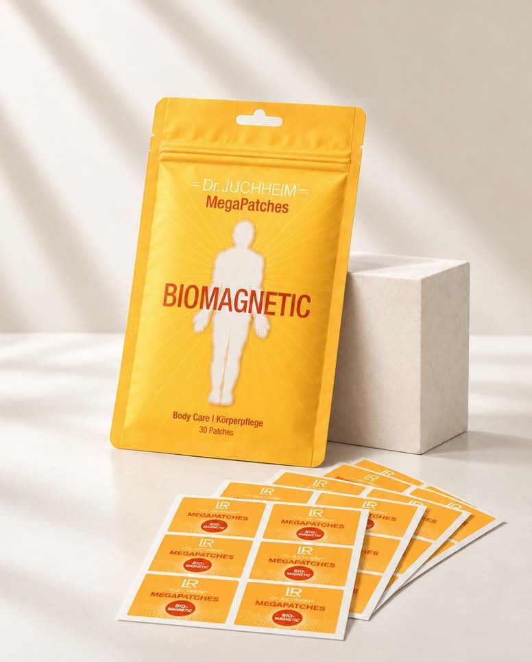 Yellow-orange Mega Patches Biomagnetic pouch with carrier sheets full of patches