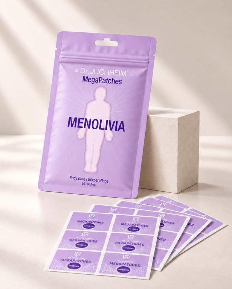 Purple Mega Patches Menolivia pouch with carrier sheets full of patches