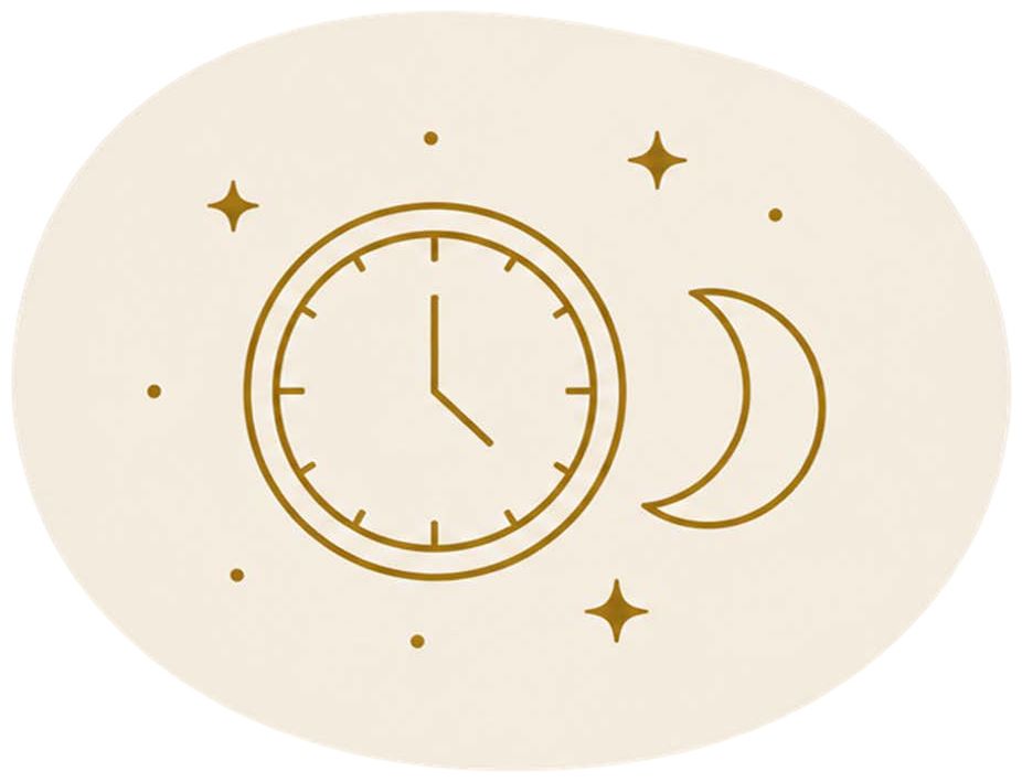 Drawing: a clock and a moon